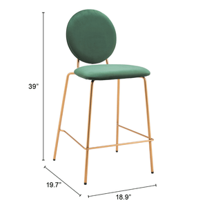 Odessa Counter Stool Green & Gold - Set of 2