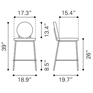 Odessa Counter Stool Green & Gold - Set of 2
