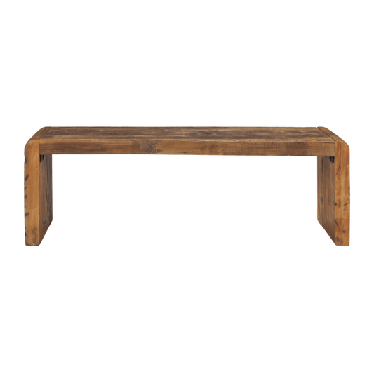 Rustic brown Estelle bench by Mercana, featuring a sturdy design and textured finish, ideal for any living space.