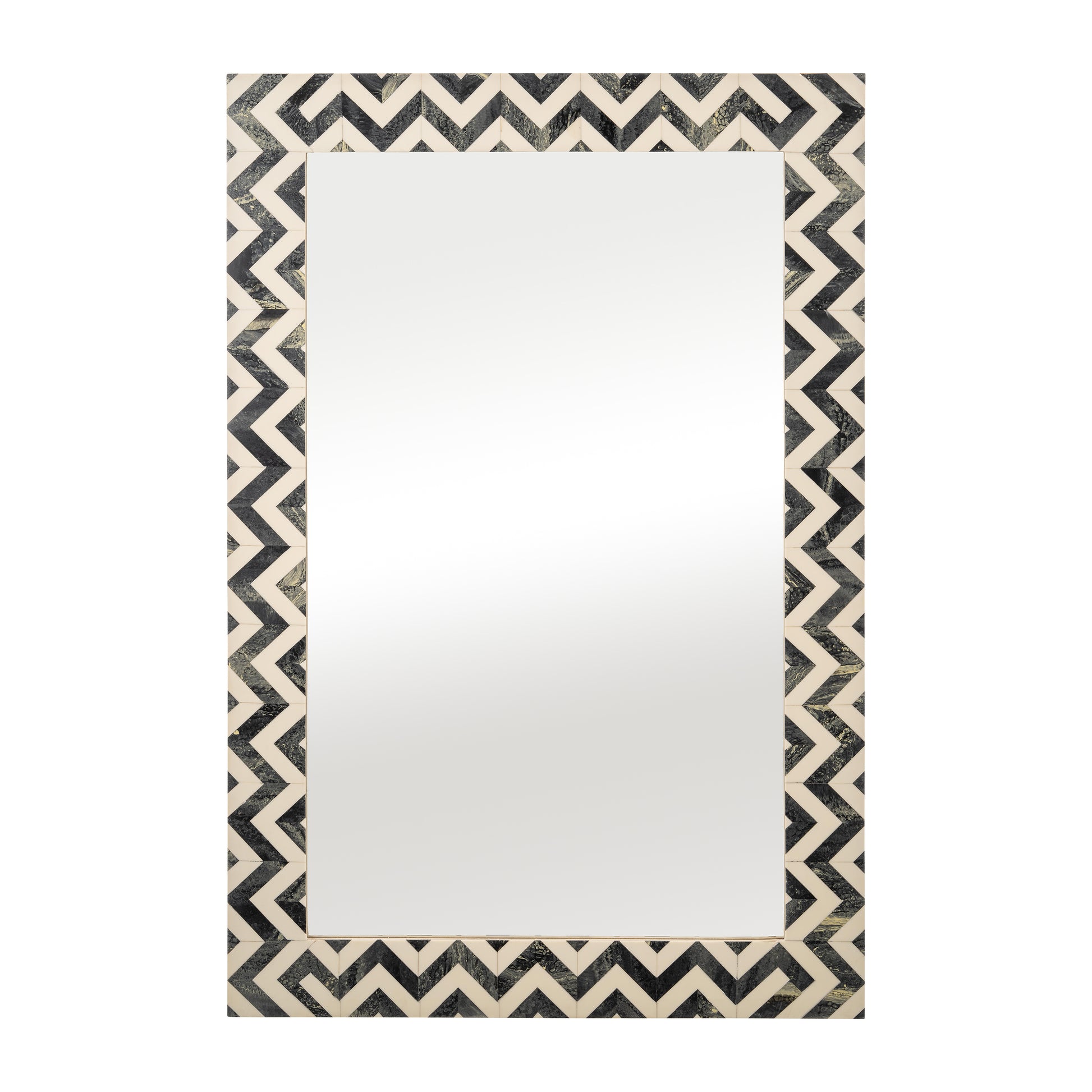 Resin 24x36 Chevron Rect Mirror Gray/wht - Elite Maison