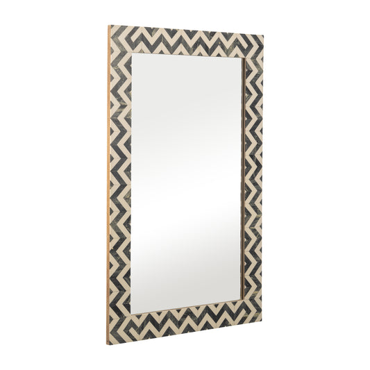 Resin 24x36 Chevron Rect Mirror Gray/wht - Elite Maison
