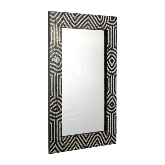 Mosaic 24x36 Modern Tiled Rect Mirror Blk/wht - Elite Maison