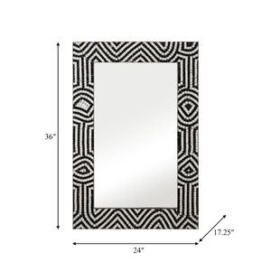 Mosaic 24x36 Modern Tiled Rect Mirror Blk/wht - Elite Maison