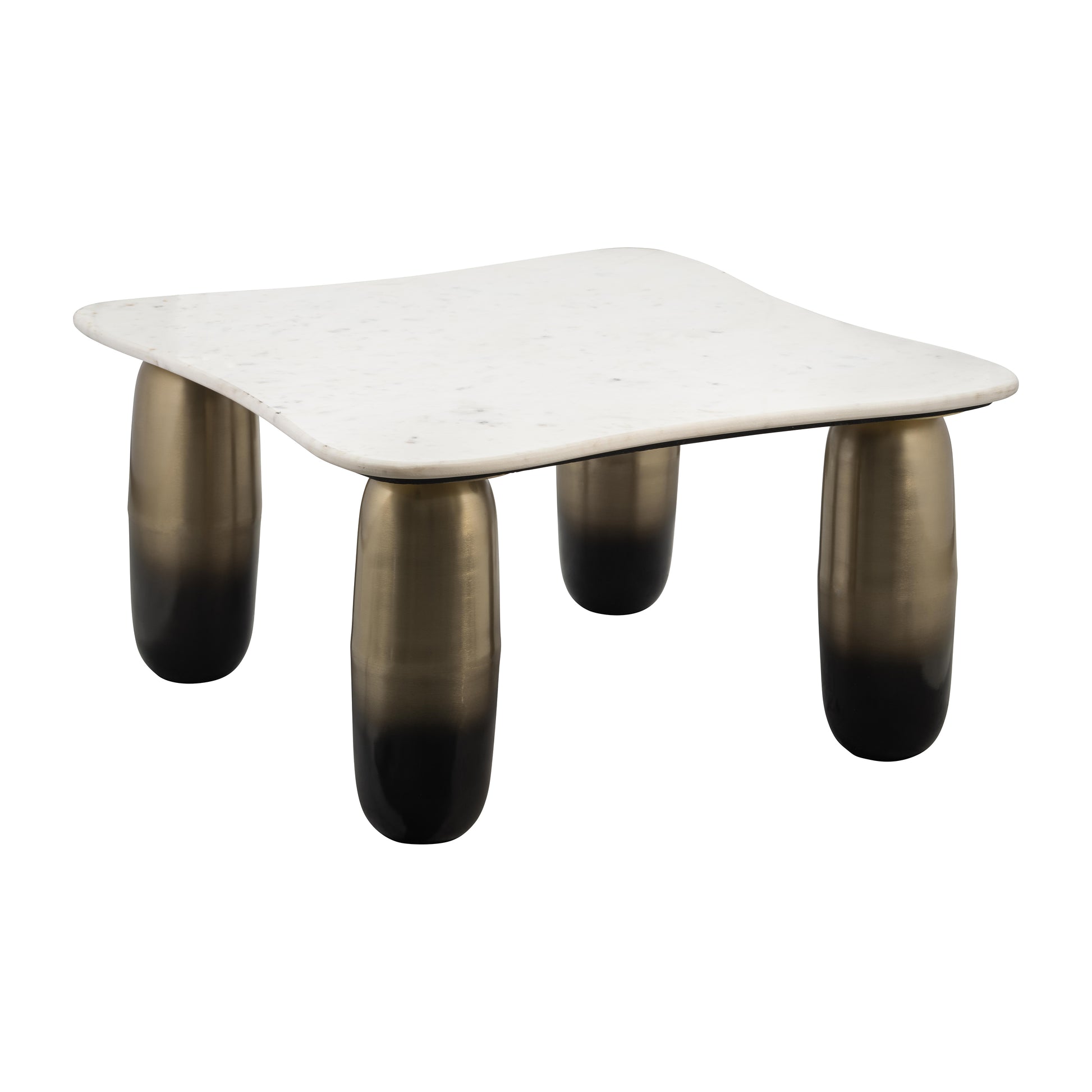 Marble/metal, 30"dx16"h Coffee Table, Wht/gld - Elite Maison