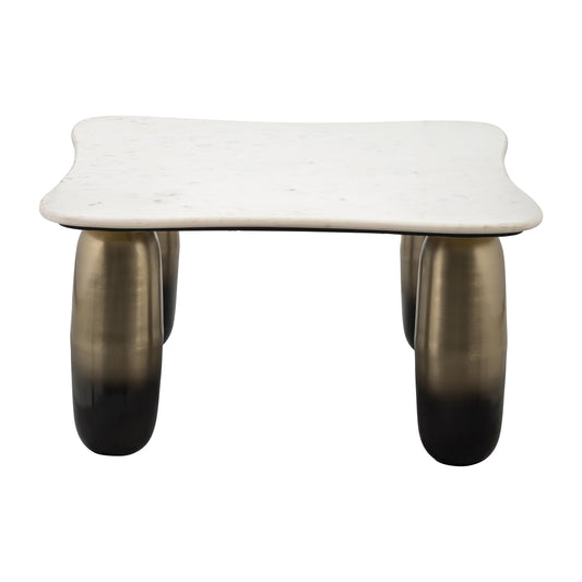Marble/metal, 30"dx16"h Coffee Table, Wht/gld - Elite Maison