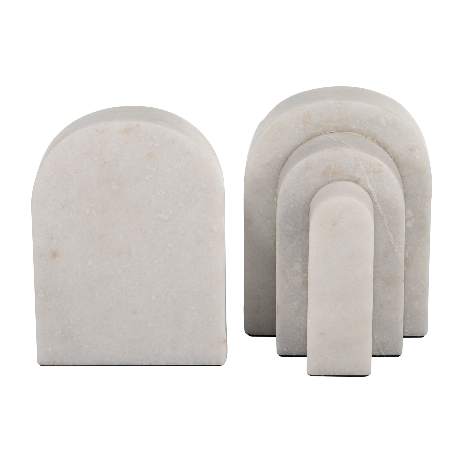 Marble, S/2 6", Layered Arches Bookends,white - Elite Maison