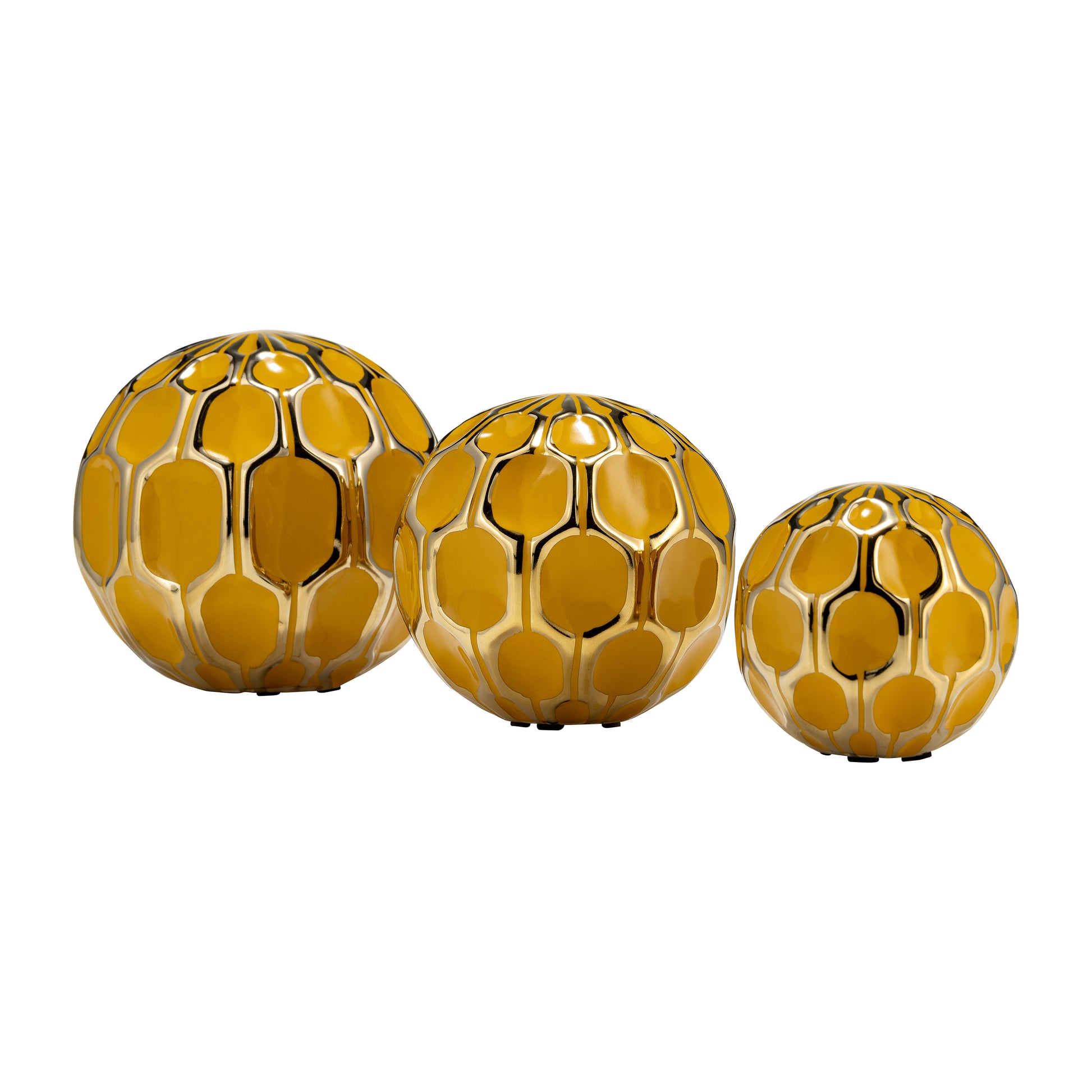 Cer S/3 4/5/6" Orbs, Honey/gold - Elite Maison