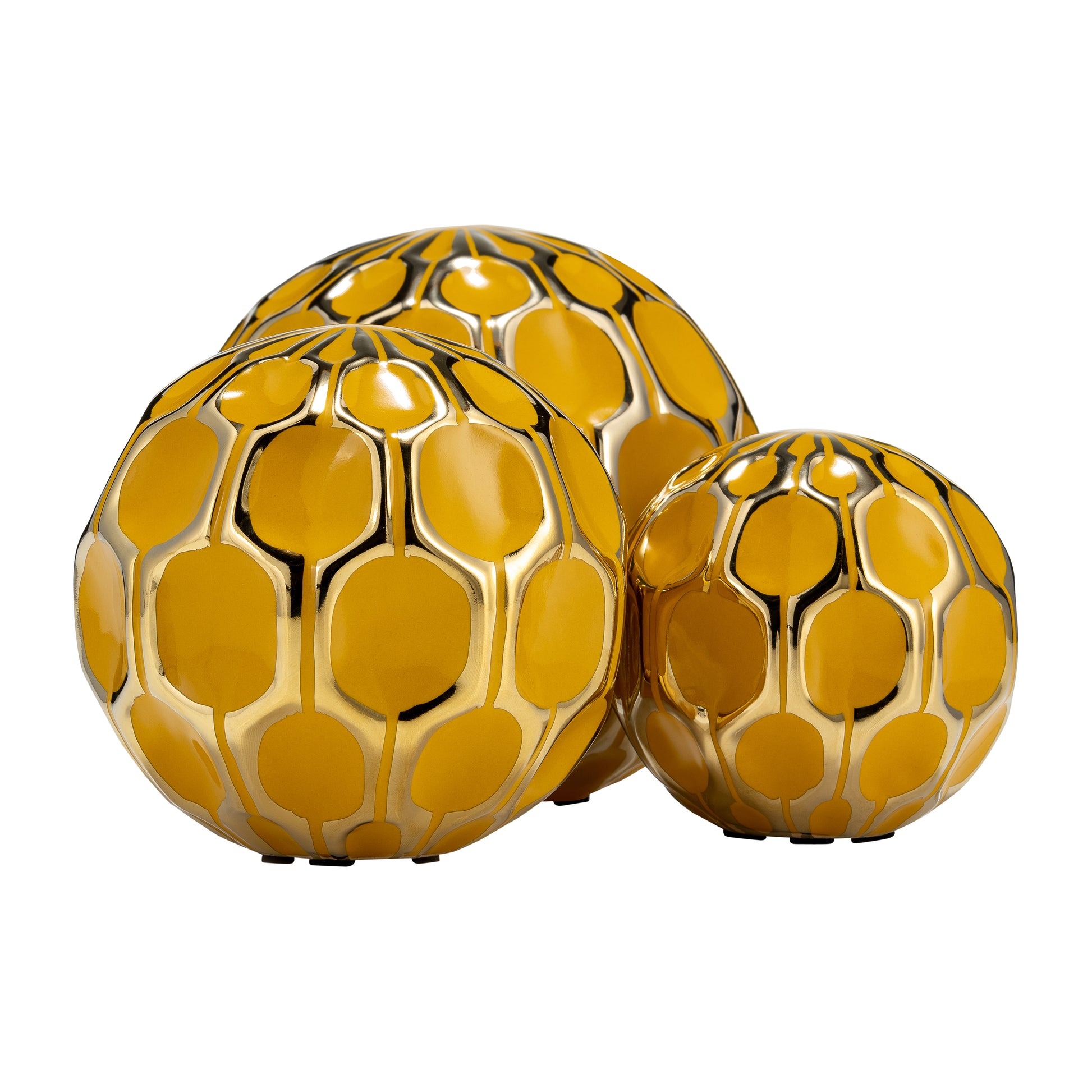 Cer S/3 4/5/6" Orbs, Honey/gold - Elite Maison