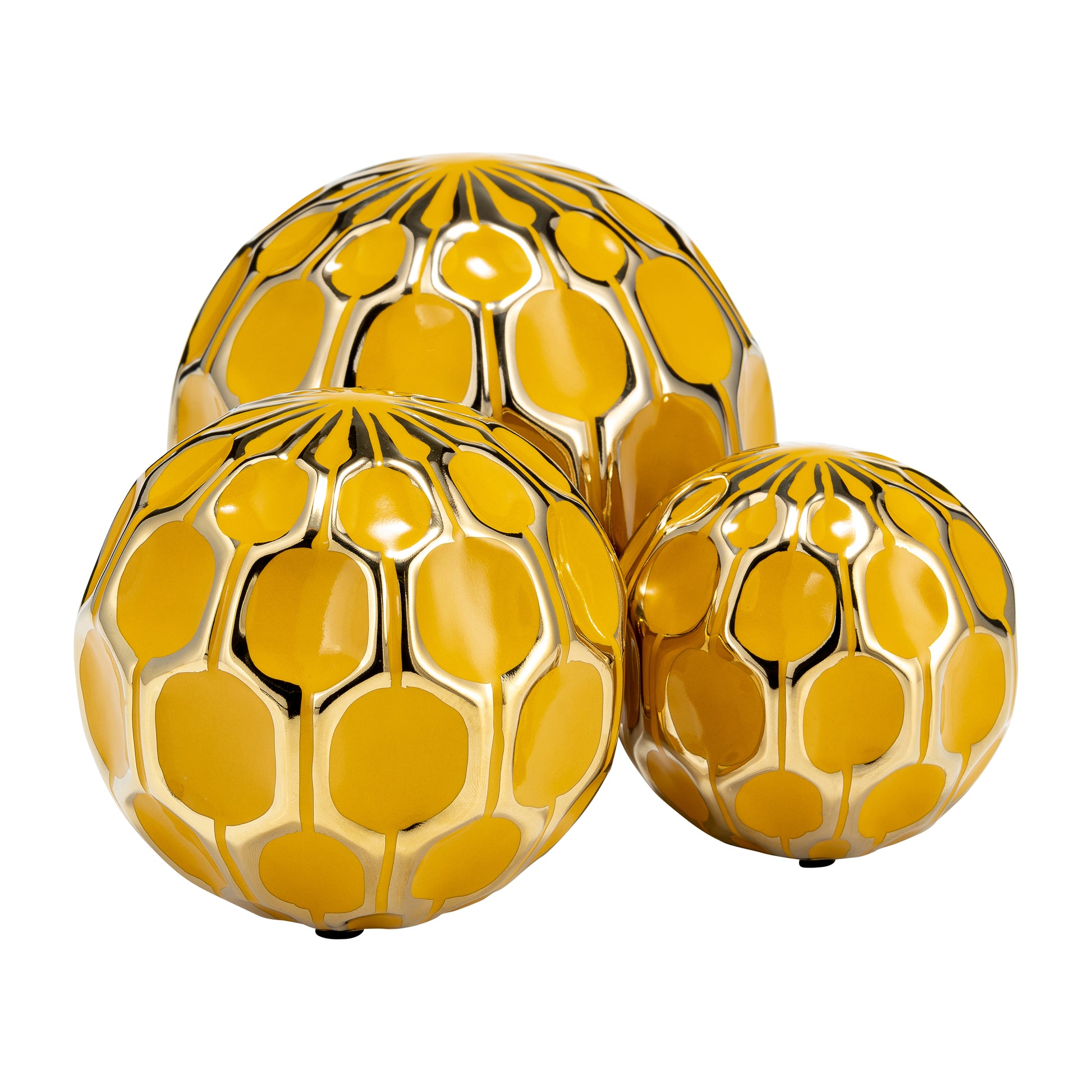 Cer S/3 4/5/6" Orbs, Honey/gold - Elite Maison