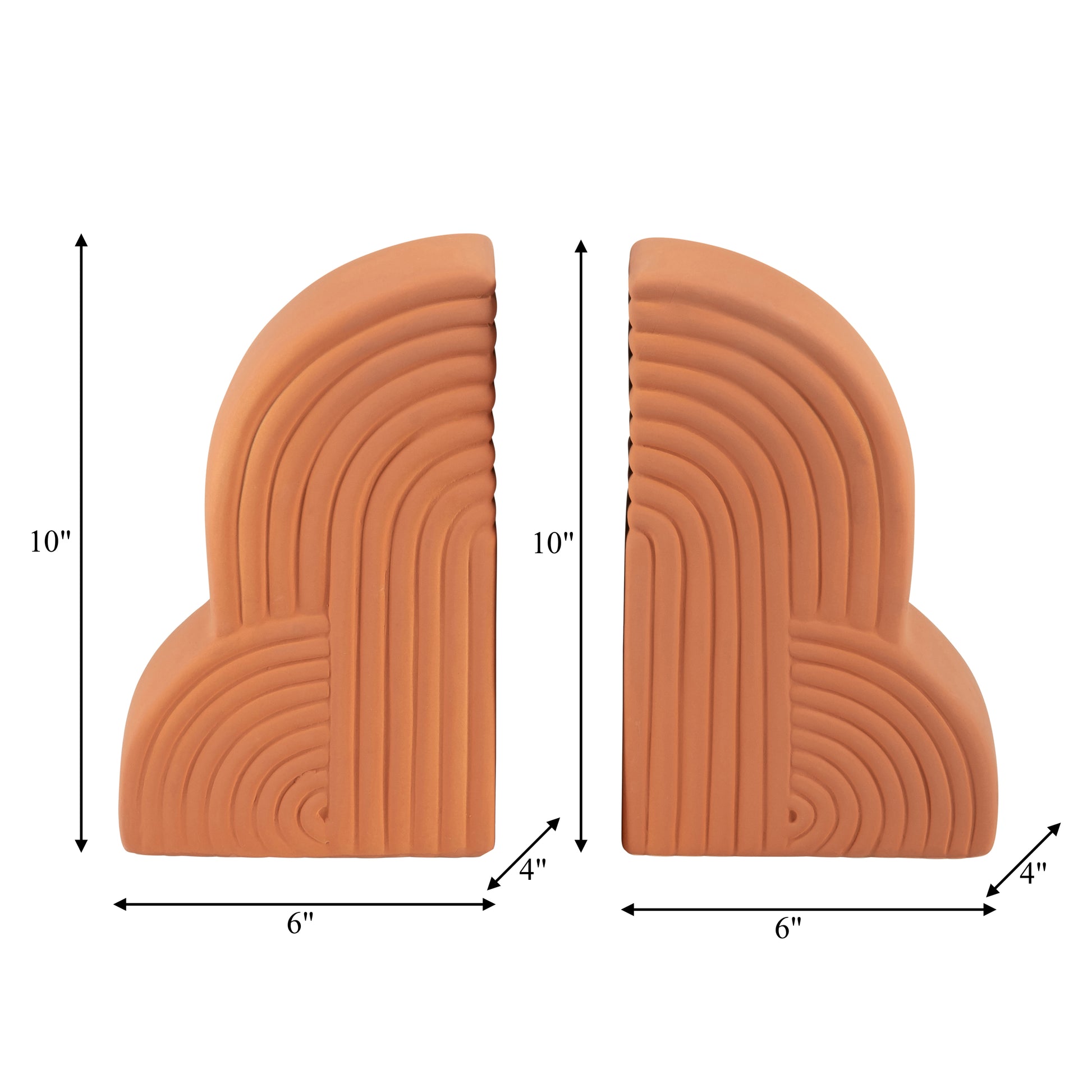 Cer, S/2 13x10" Arches Bookends, Terracotta - Elite Maison