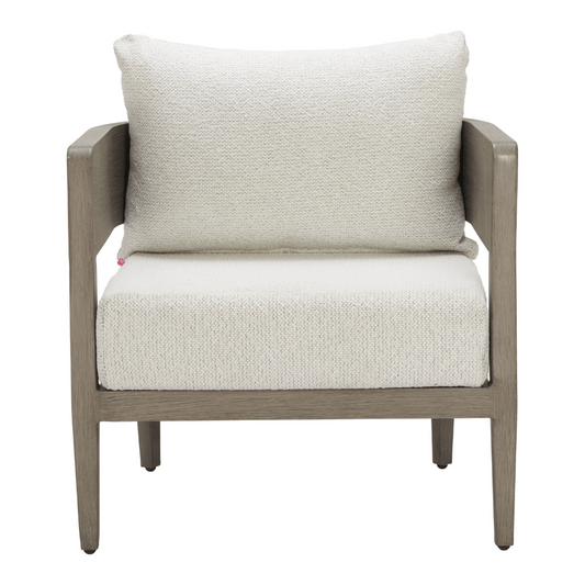 Beige Zuo Foret armchair with a modern design, showcasing plush upholstery and sleek wooden legs.