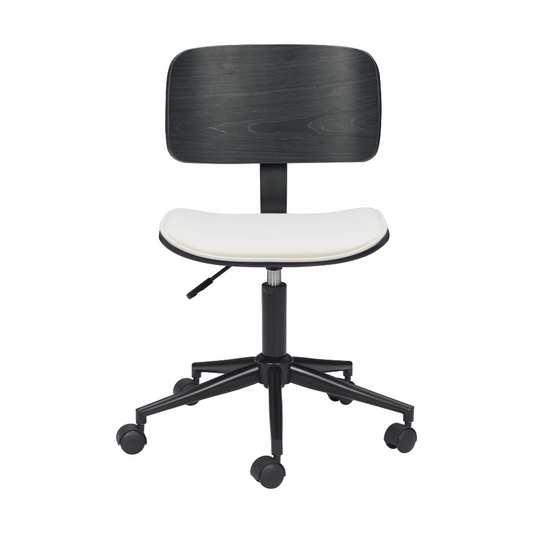 Zuo Duravel office chair with white and black upholstery, ergonomic design, and modern aesthetic for focused comfort.