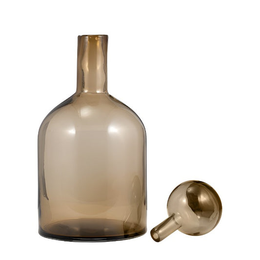 Glass, 17" Bottle W/ Stopper Taupe - Elite Maison