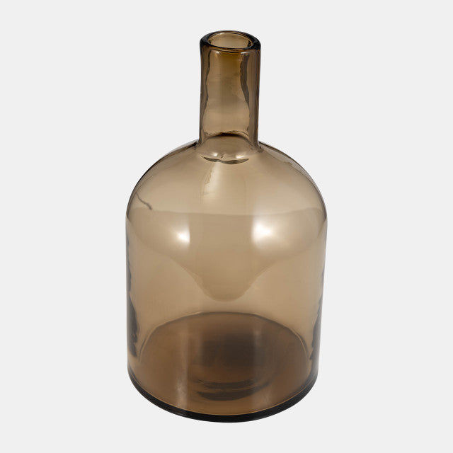 Glass, 17" Bottle W/ Stopper Taupe - Elite Maison