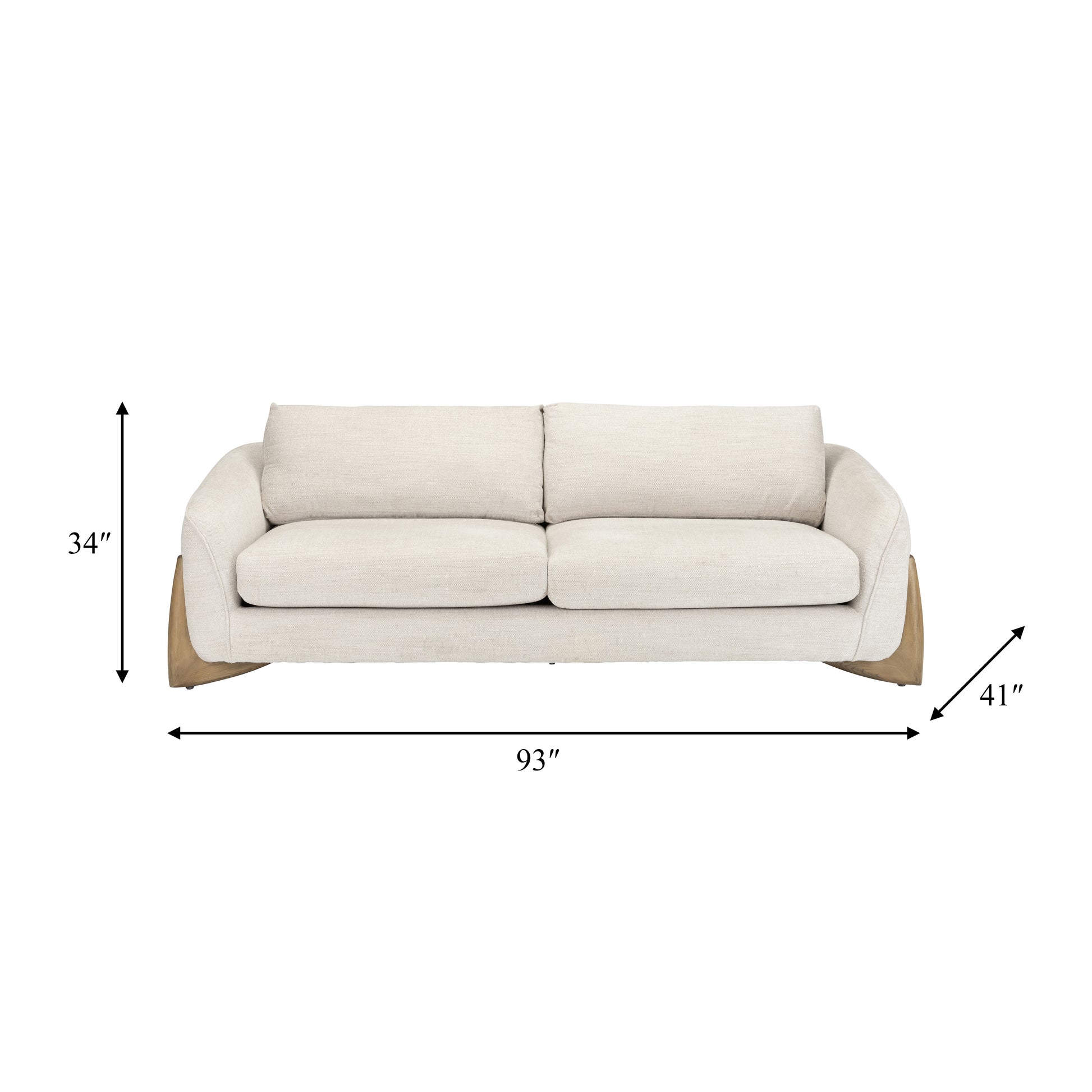 3-seat Sofa W/ Wood Accent, Beige - Elite Maison