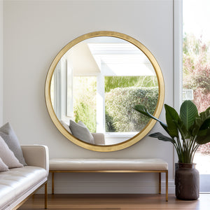 47x47,  Gold Circle Mirror - Elite Maison