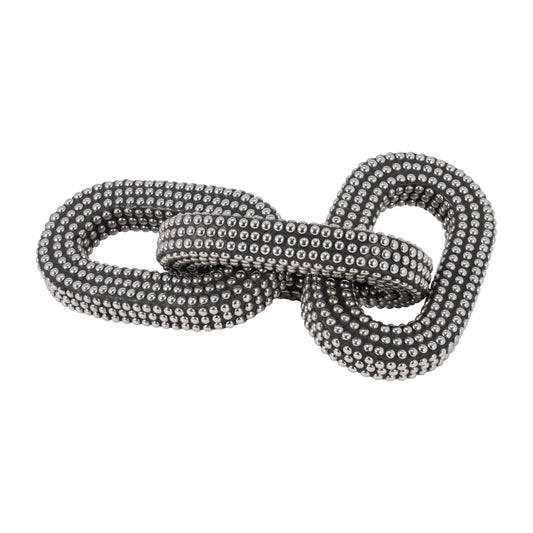 Resin, 14" Studded Chain Decor, Black/silver - Elite Maison