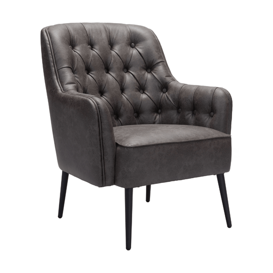 Zuo Tasmania vintage black accent chair with modern industrial design and sculptural seating in a stylish living space.