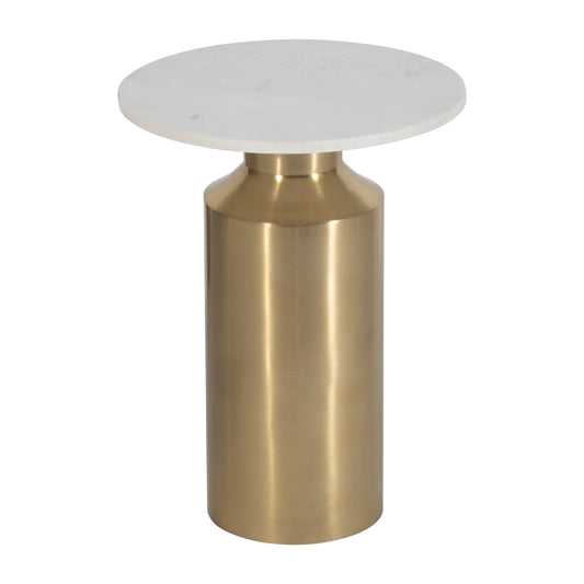 Metal, 22" Marble Top Side Table, Gold Kd - Elite Maison