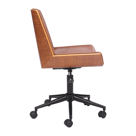 Zuo Maker Office Chair with black cushioned seat, adjustable armrests, and modern ergonomic design for comfortable workspace seating.