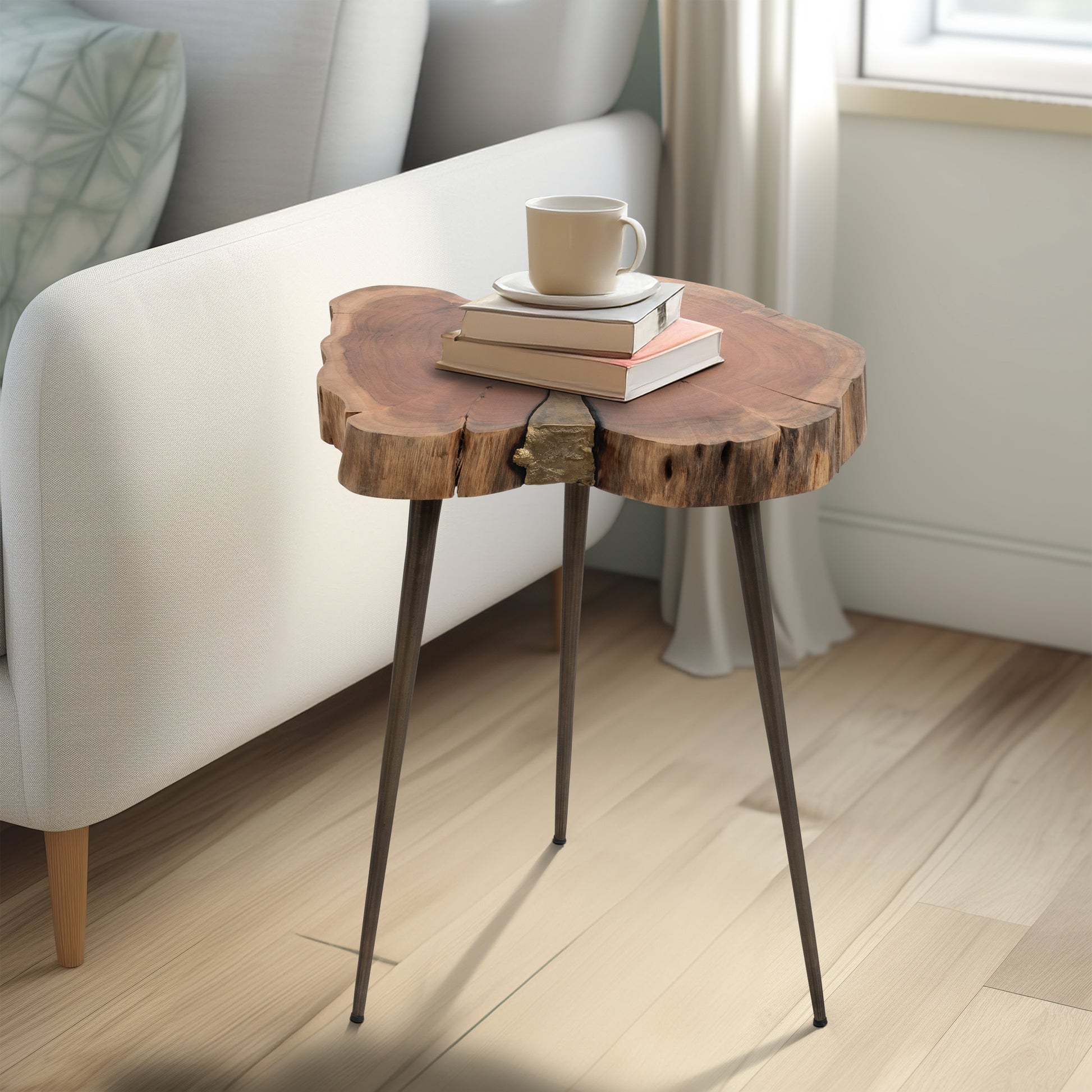 Wood, 22" Natural Wood Side Table, Brown Kd - Elite Maison
