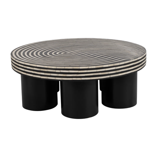 Wood, 39" Stained Finish Coffee Table, Black - Elite Maison