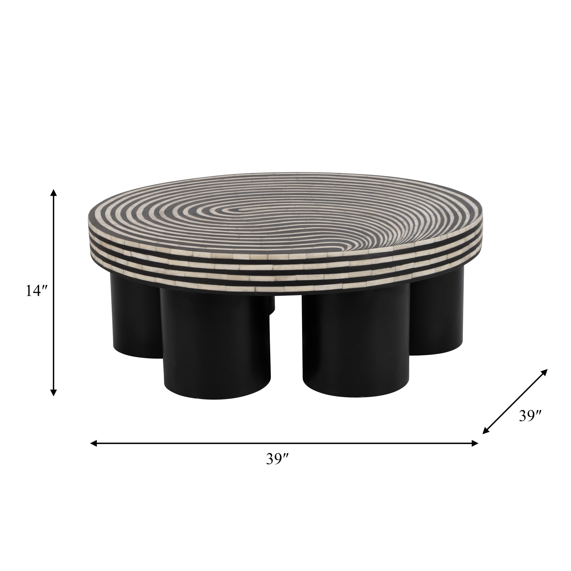 Wood, 39" Stained Finish Coffee Table, Black - Elite Maison