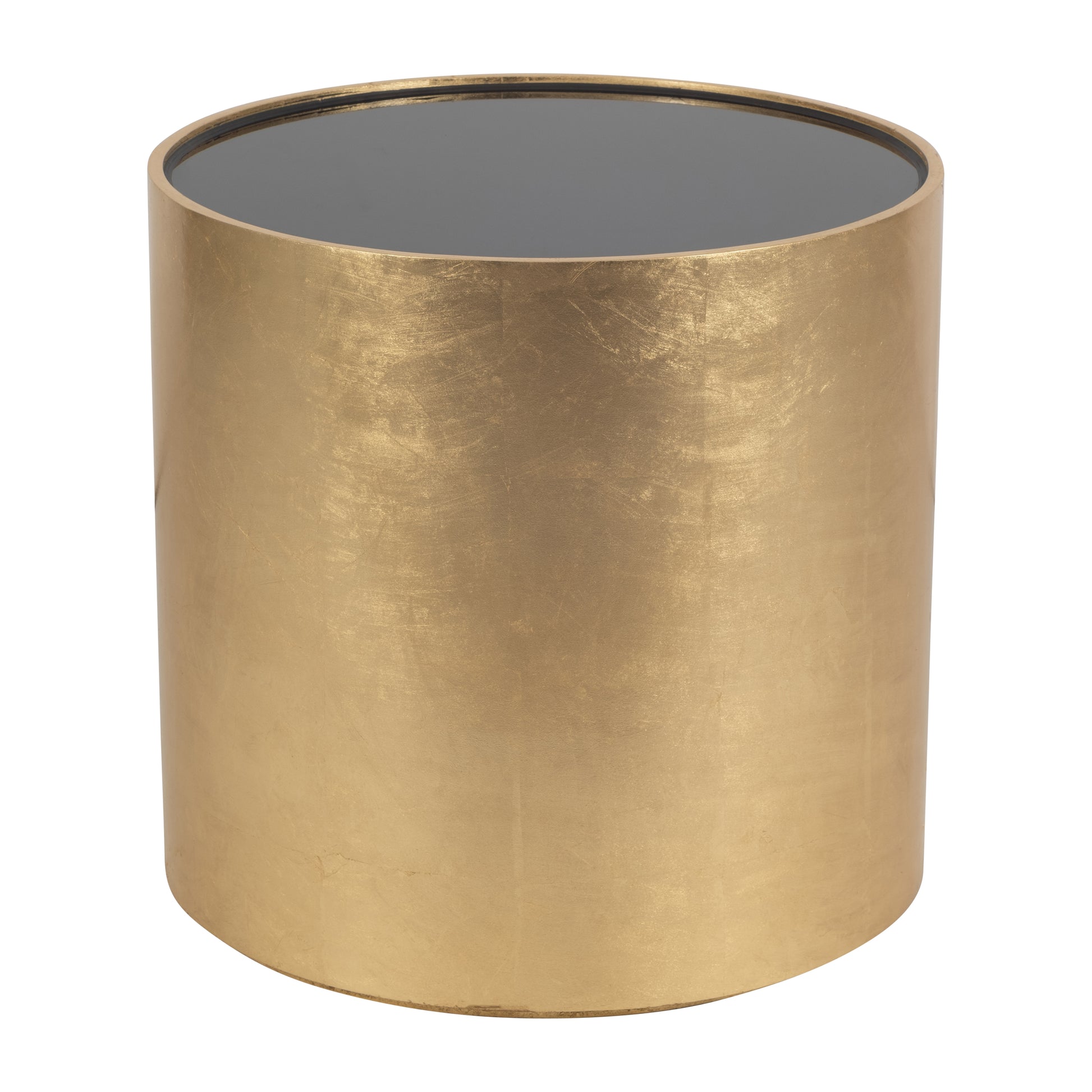 Wood, 24" Gold, Black Glass Side Table - Elite Maison