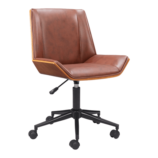 Zuo Maker Office Chair with ergonomic design, black cushioned seat, adjustable armrests, and sturdy base for comfortable workspace seating.