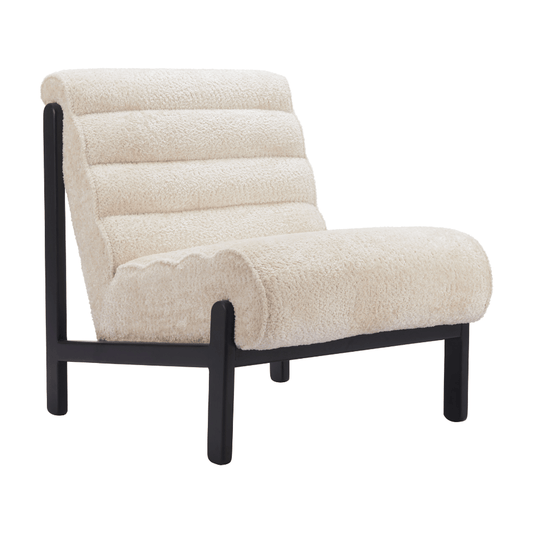 Beige Maki Accent Chair by Zuo featuring sculptural modern fabric armchair with sleek, stylish design.
