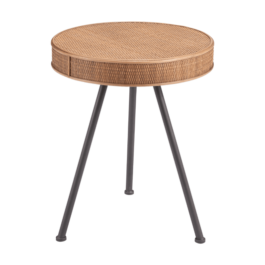 Zuo Stuart Natural Side Table with organic contrast and architectural design, featuring a sleek, modern accent table with clean lines.