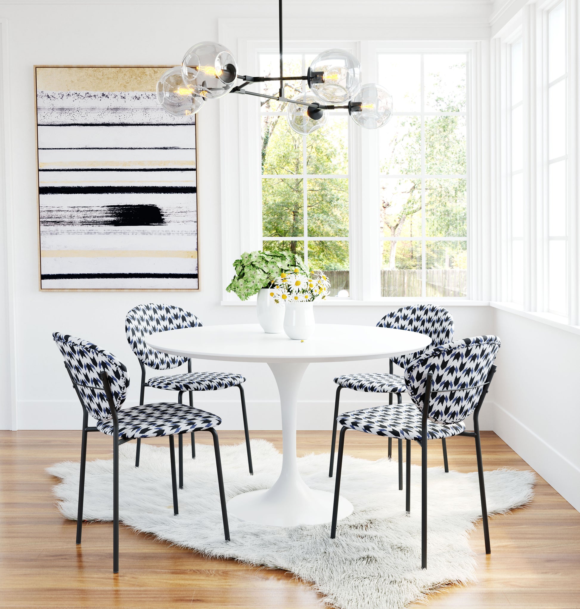 Clyde Dining Chair Geometric Print - Elite Maison