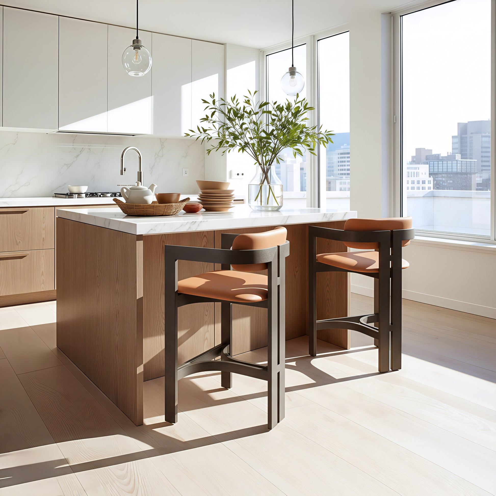 Shaili Counter Stool Brown - Elite Maison