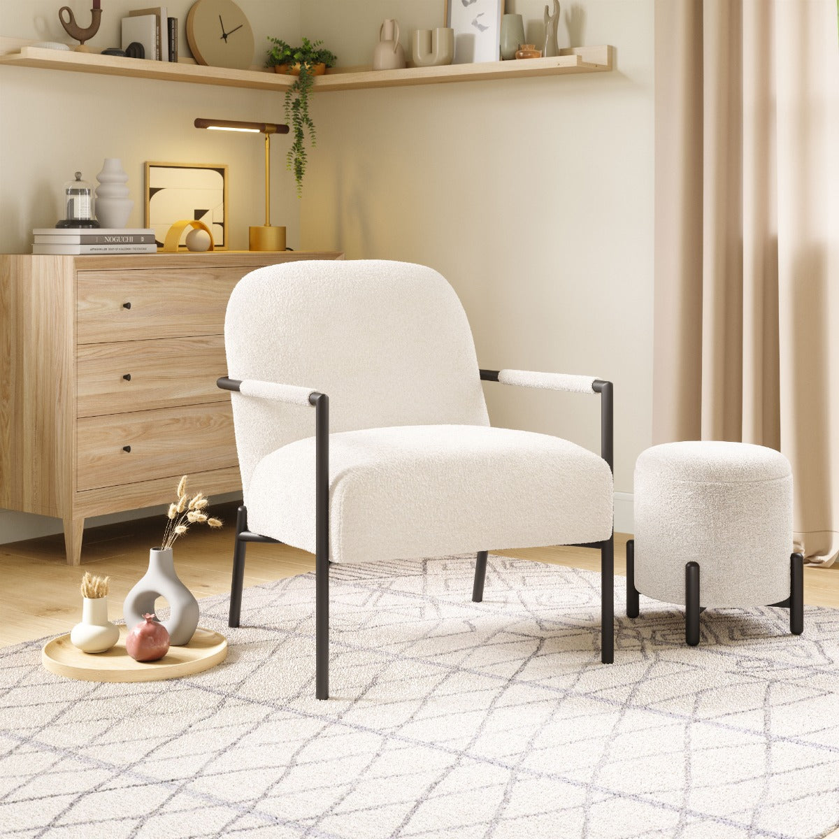 Chicago Accent Chair Ivory - Elite Maison