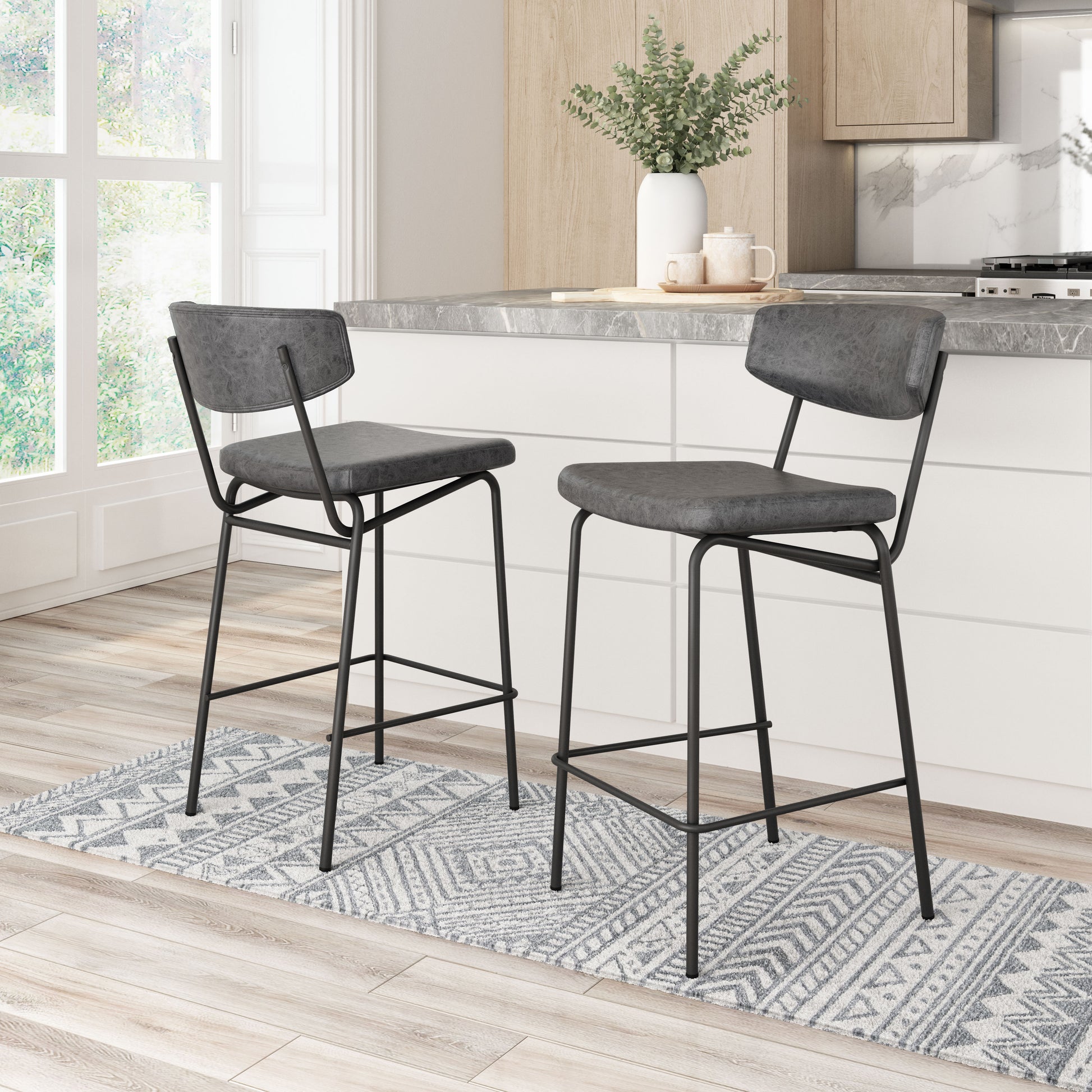 Charon Counter Stool Vintage Black - Set of 2