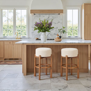 Nade Barstool Beige & Walnut - Set of 2 - Elite Maison