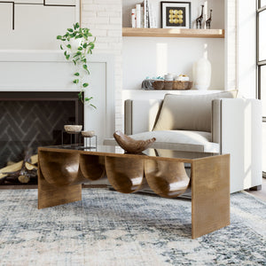 Reed Coffee Table Brass & Black - Elite Maison