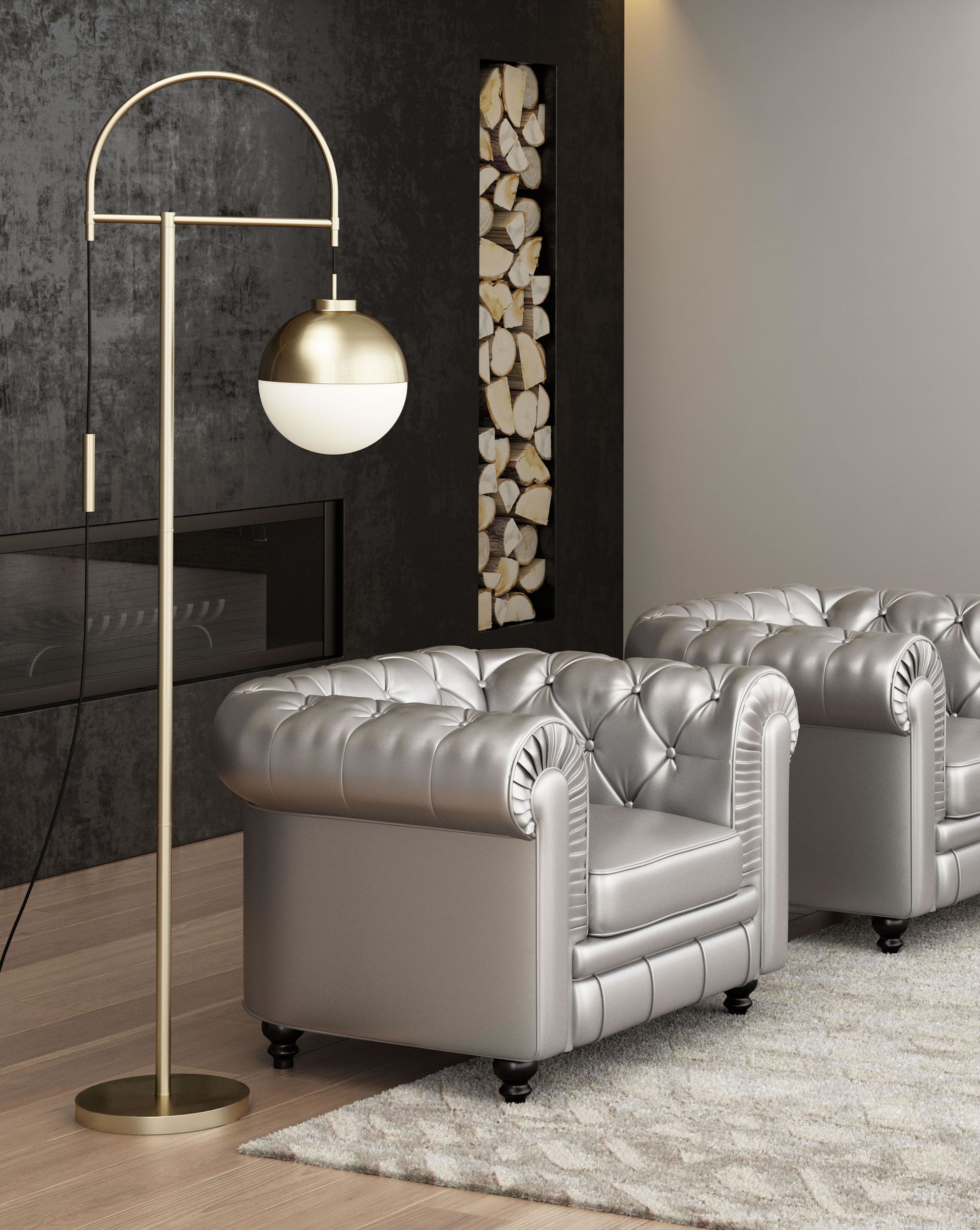 Waterloo Floor Lamp White & Bronze - Elite Maison