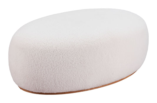Cream Amber Ottoman by Zuo, featuring a plush cushioned seat and stylish design, perfect for modern interiors.
