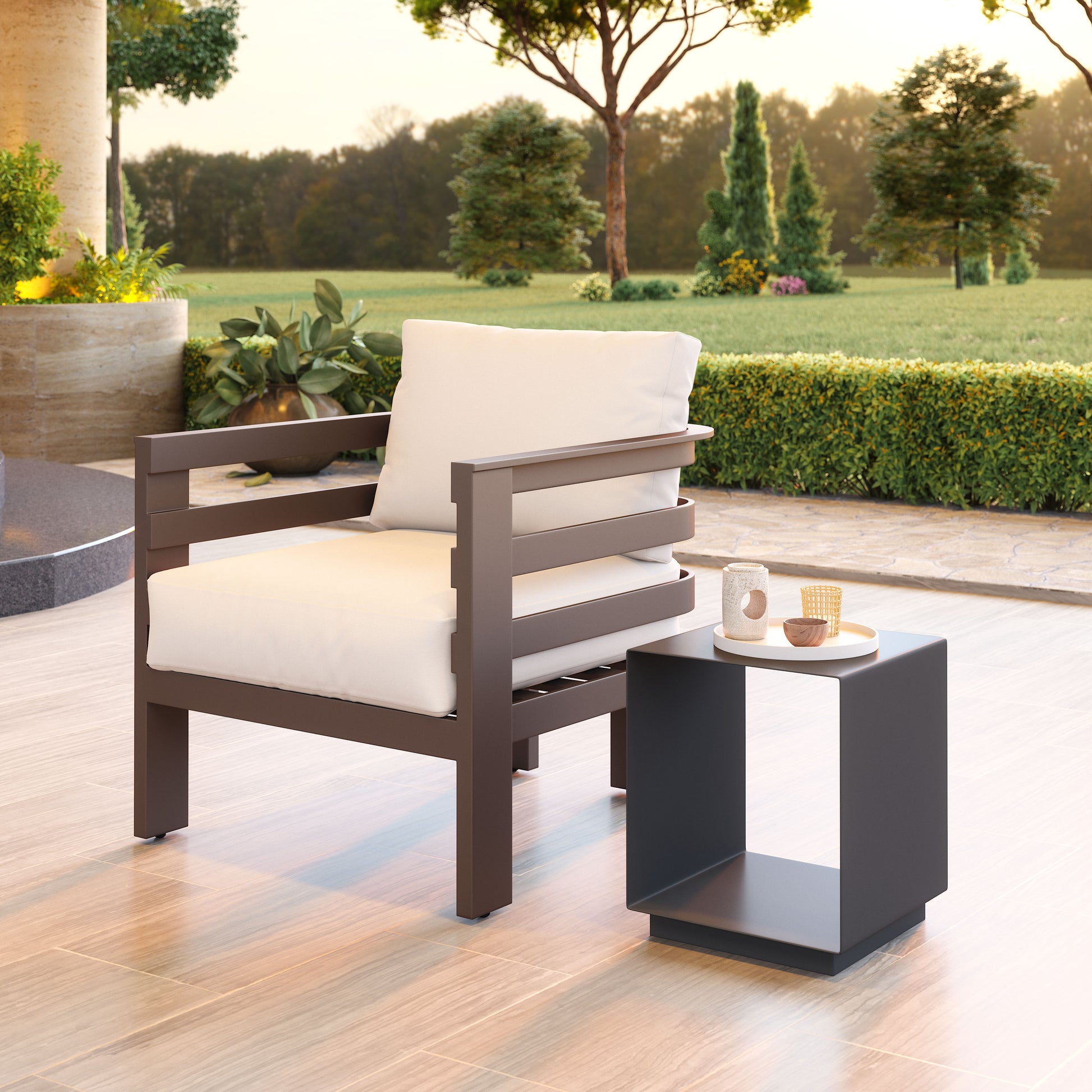Kokos Side Table Charcoal - Elite Maison