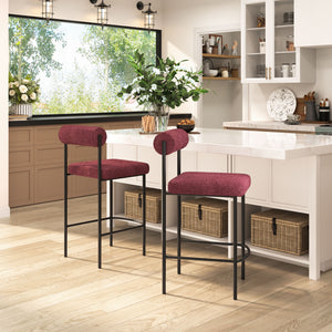 Livorno Counter Stool Red & Bronze - Set of 2