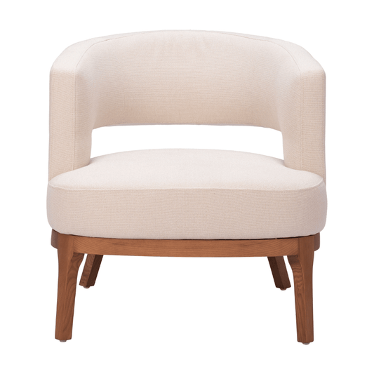 Beige Penryn Accent Chair by Zuo, modern sculptural fabric armchair with stylish design and comfortable seating.