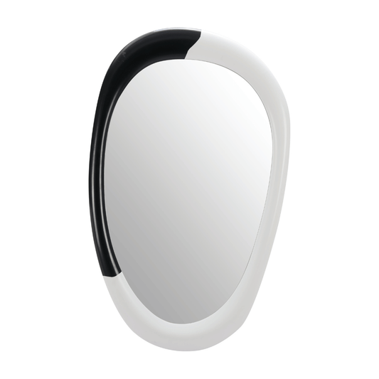 Zuo Muna modern wood framed accent mirror with white and black finish, showcasing a sleek, contemporary design.