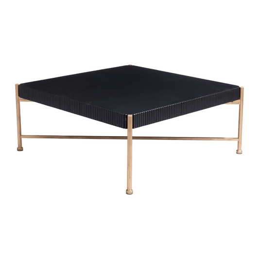 Zuo Nazaire black coffee table with a sleek design and sturdy legs, showcased in a modern living room setting.