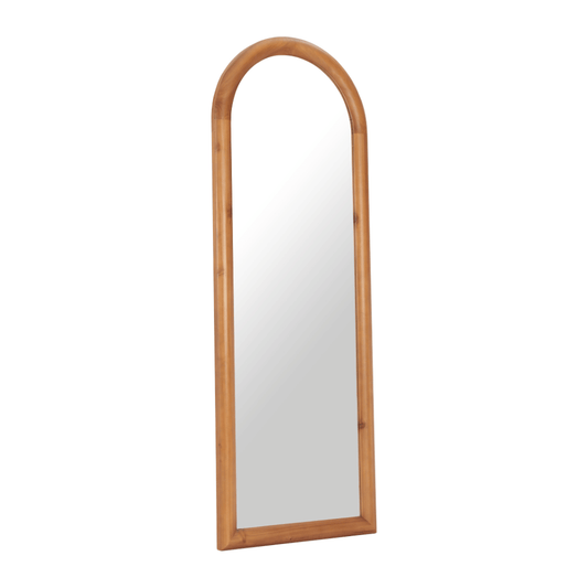 Modern Zuo Tur Mirror Natural with a sleek wooden frame, architectural design, ideal for contemporary interior decor.