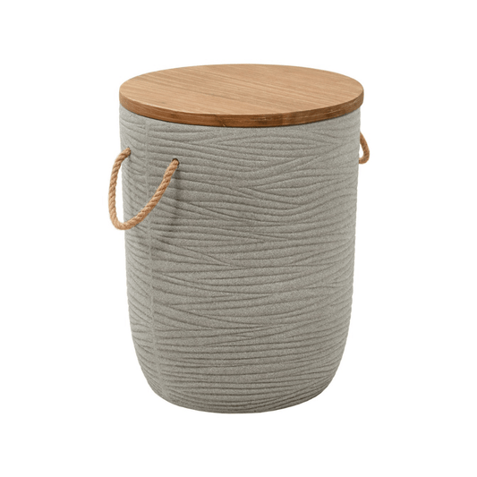 Zuo Biban side table with natural wood and gray stone finish, modern accent end table for living room decor.