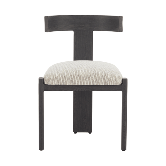 Black and beige Tiana dining chair by Zuo with modern olefin upholstery and sleek aluminum legs, perfect for contemporary dining rooms.