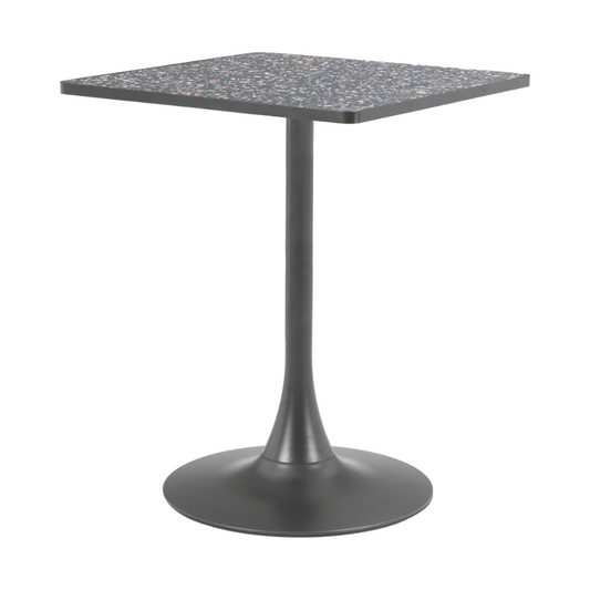 Black Spot Bistro Table by Zuo, modern industrial dining table with sleek design and architectural cafe style.