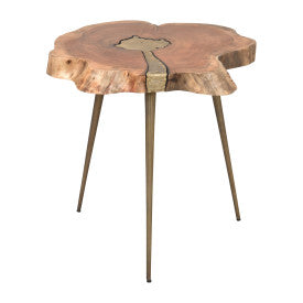 Wood, 22" Natural Wood Side Table, Brown Kd - Elite Maison