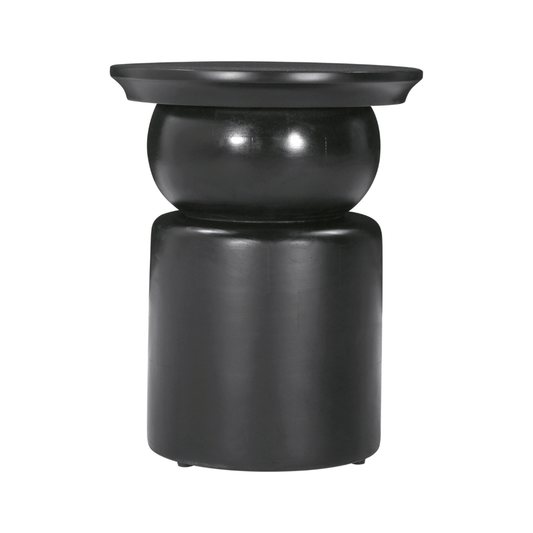 Zuo Colombo black side table with steel frame and deep black surface, modern accent table for living room or bedroom decor.